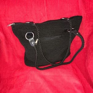 Brand New Knitted Heavy Duty Black Crocheted bag